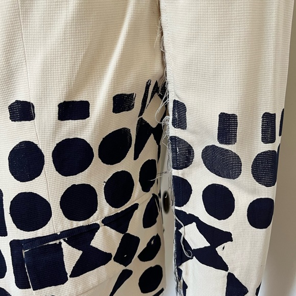 LIBERTINE RARE! VINTAGE! Cream/Black Geometric Hand Painted Silk Blazer Sz M - Picture 4 of 7